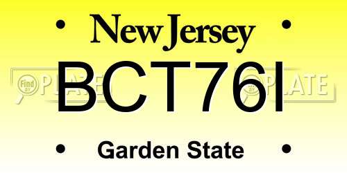 BCT76I New Jersey License Plate