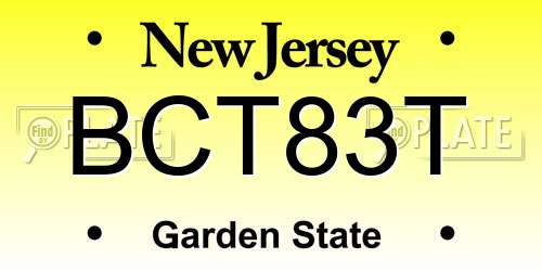 BCT83T New Jersey License Plate