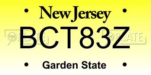 BCT83Z New Jersey License Plate