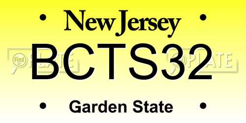 BCTS32 New Jersey License Plate