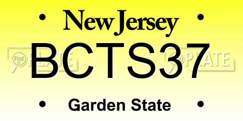 BCTS37 New Jersey License Plate
