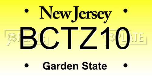BCTZ10 New Jersey License Plate