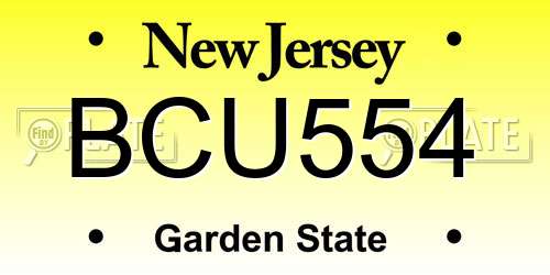 BCU554 New Jersey License Plate