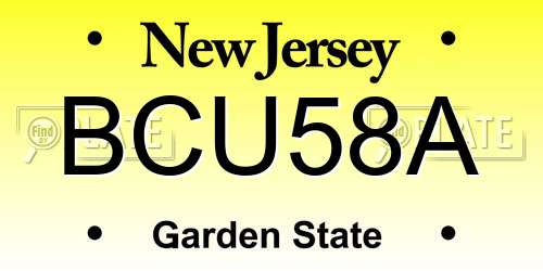 BCU58A New Jersey License Plate
