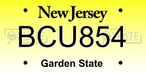 BCU854 New Jersey License Plate
