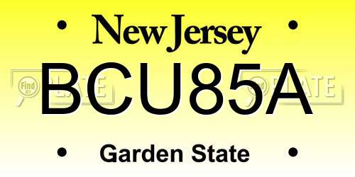 BCU85A New Jersey License Plate