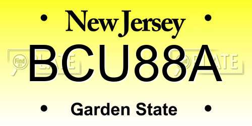 BCU88A New Jersey License Plate