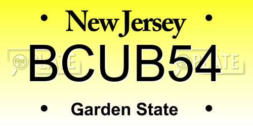 BCUB54 New Jersey License Plate