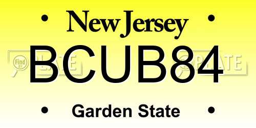 BCUB84 New Jersey License Plate
