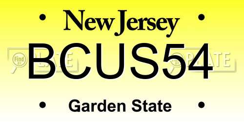 BCUS54 New Jersey License Plate