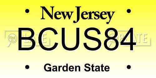 BCUS84 New Jersey License Plate