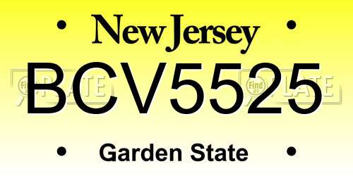 BCV5525 New Jersey License Plate