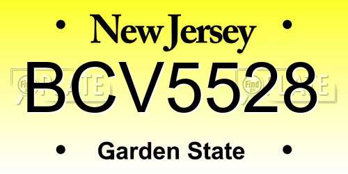 BCV5528 New Jersey License Plate