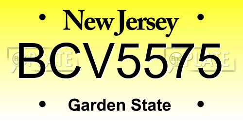 BCV5575 New Jersey License Plate