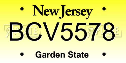 BCV5578 New Jersey License Plate