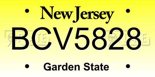 BCV5828 New Jersey License Plate