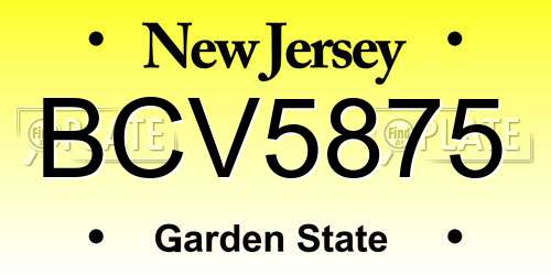 BCV5875 New Jersey License Plate