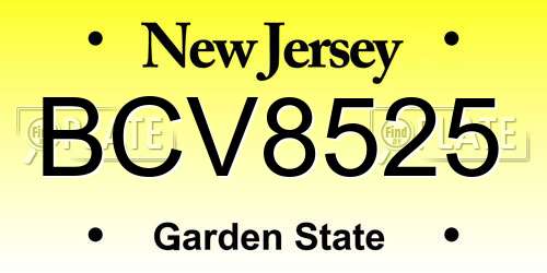 BCV8525 New Jersey License Plate