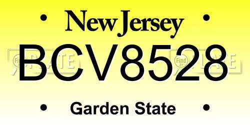 BCV8528 New Jersey License Plate