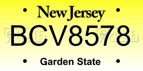 BCV8578 New Jersey License Plate