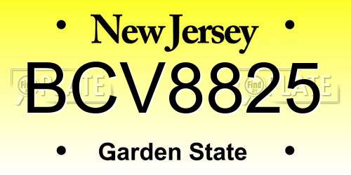 BCV8825 New Jersey License Plate