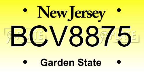 BCV8875 New Jersey License Plate