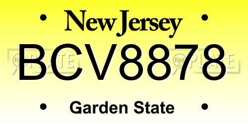 BCV8878 New Jersey License Plate