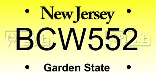 BCW552 New Jersey License Plate