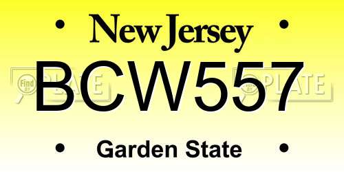 BCW557 New Jersey License Plate