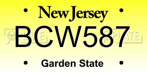 BCW587 New Jersey License Plate