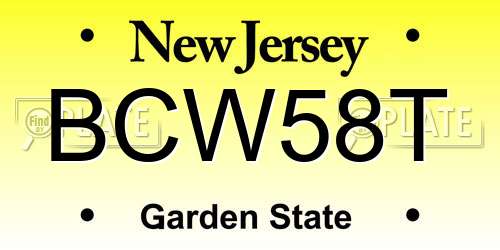 BCW58T New Jersey License Plate