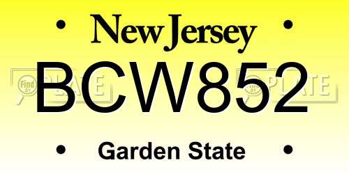 BCW852 New Jersey License Plate