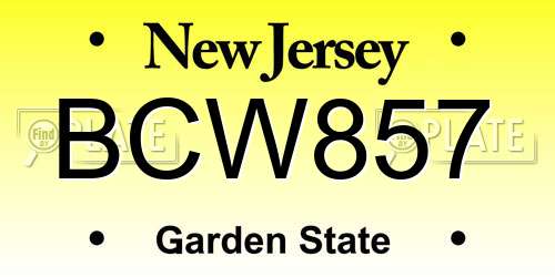BCW857 New Jersey License Plate