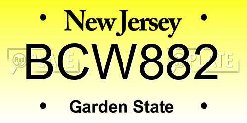 BCW882 New Jersey License Plate