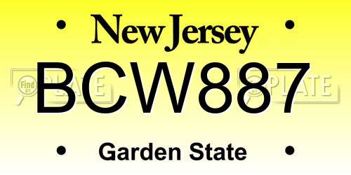 BCW887 New Jersey License Plate
