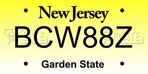 BCW88Z New Jersey License Plate