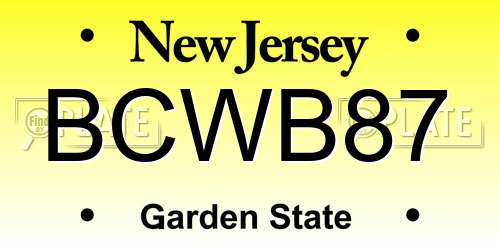 BCWB87 New Jersey License Plate