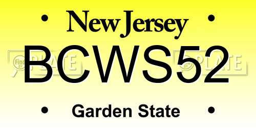 BCWS52 New Jersey License Plate