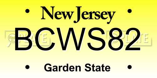 BCWS82 New Jersey License Plate