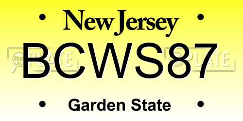 BCWS87 New Jersey License Plate