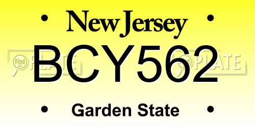 BCY562 New Jersey License Plate