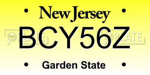 BCY56Z New Jersey License Plate
