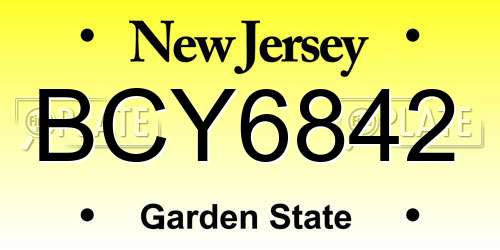 BCY6842 New Jersey License Plate