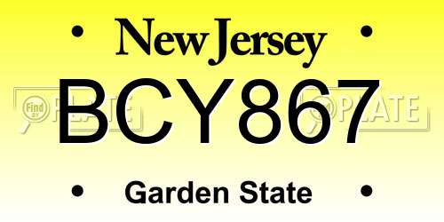 BCY867 New Jersey License Plate