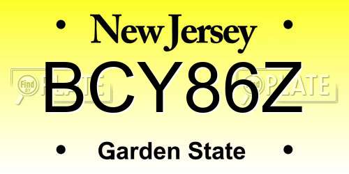 BCY86Z New Jersey License Plate