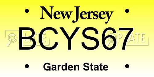 BCYS67 New Jersey License Plate