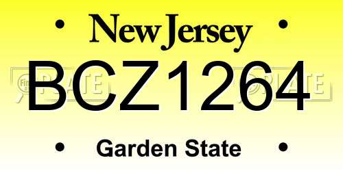 BCZ1264 New Jersey License Plate