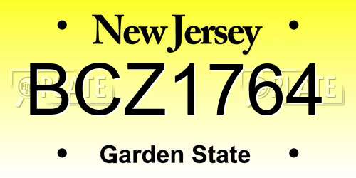 BCZ1764 New Jersey License Plate