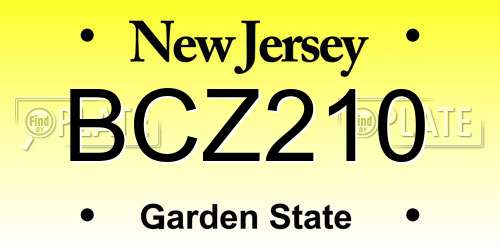 BCZ210 New Jersey License Plate