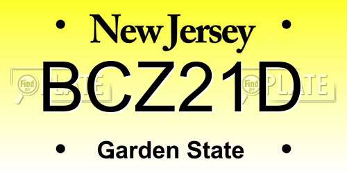 BCZ21D New Jersey License Plate